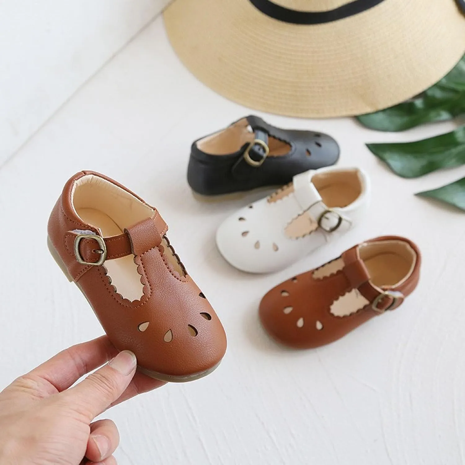 Baby Infant Leather Mary Jane Sandals Soft Close Toe Ankle Summer Shoes Toddler Boys Girls Kids School Dress Sandals