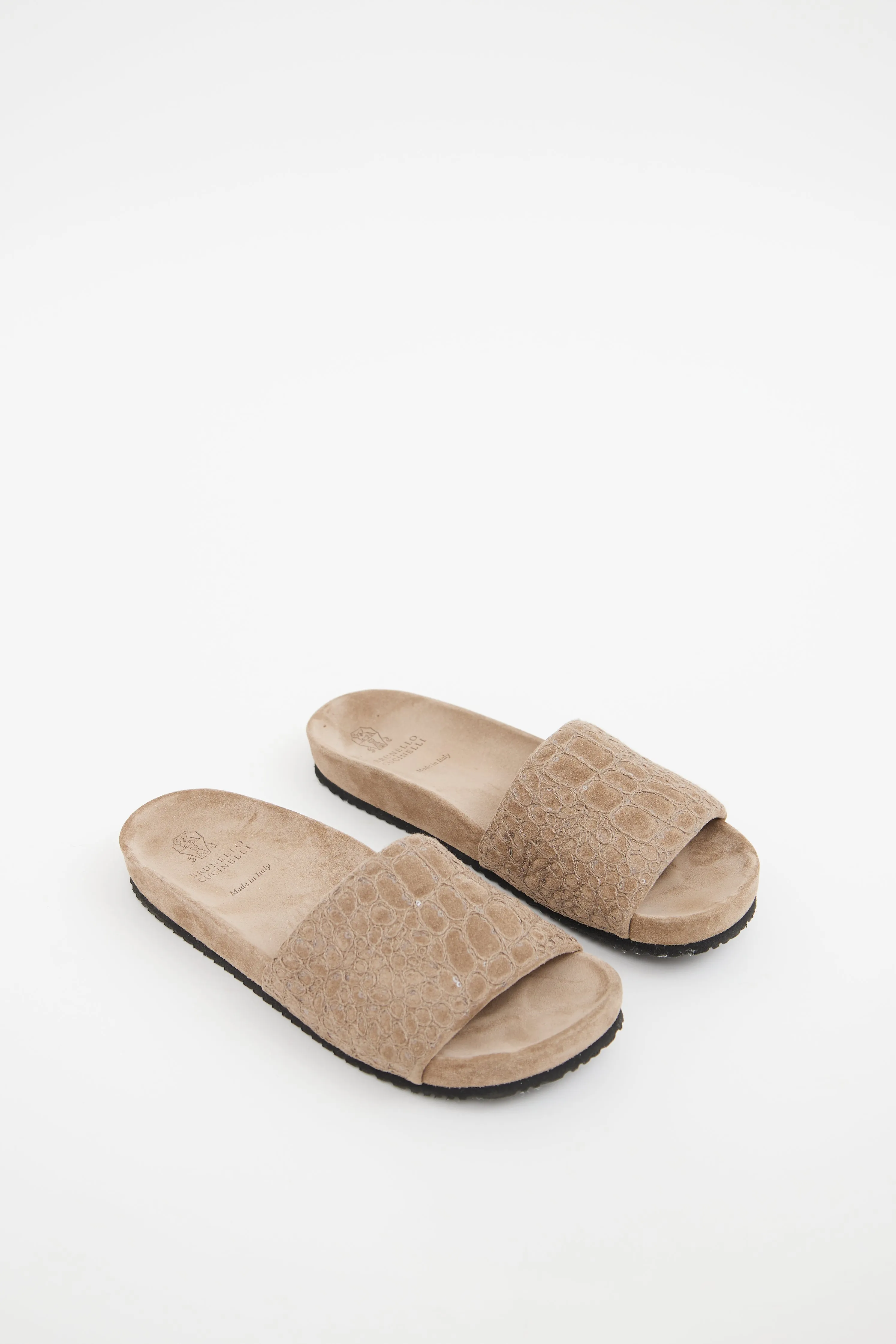 Beige Suede Slide