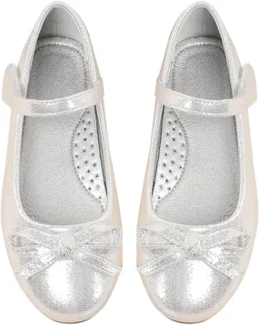 Bow Sandals for Girls Kids Barefoot Loafers Slide Shoes Summer Casual Toddler Leather Dress Dance Flat Slip On Shoes