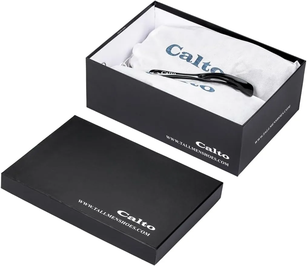 CALTO Men's Invisible Height Increasing Elevator Shoes - Jet Black/Onyx Sole Chunky Sole Lace-up Sporty Sneakers - 2.6 Inches Taller - S5282 - Size 10 D(M) US