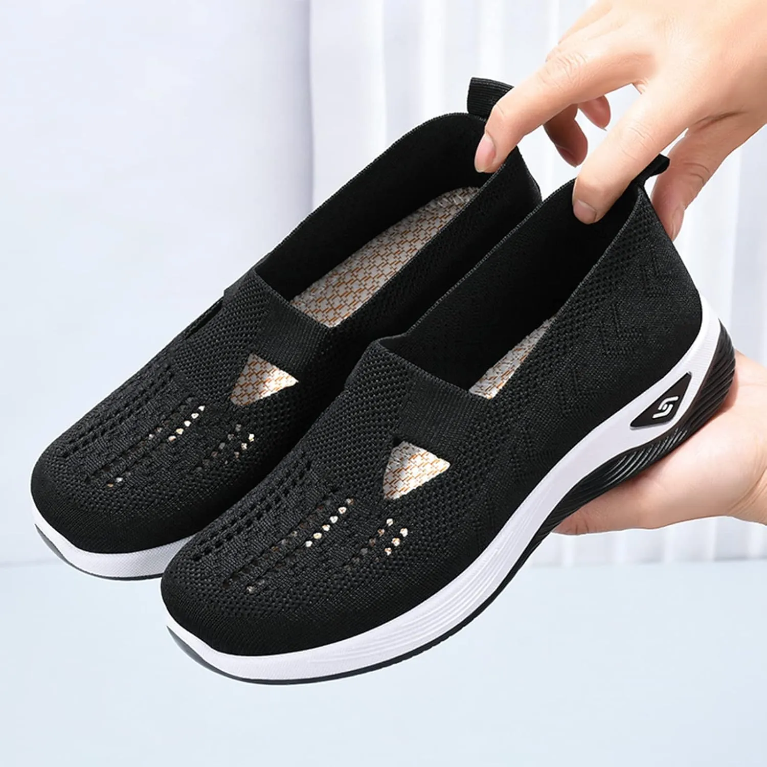 Cathalem Orthopedic Shoes for Women, Air Cushion Slip on Walking Stretch Shoes for Women Wide Width Arch Support