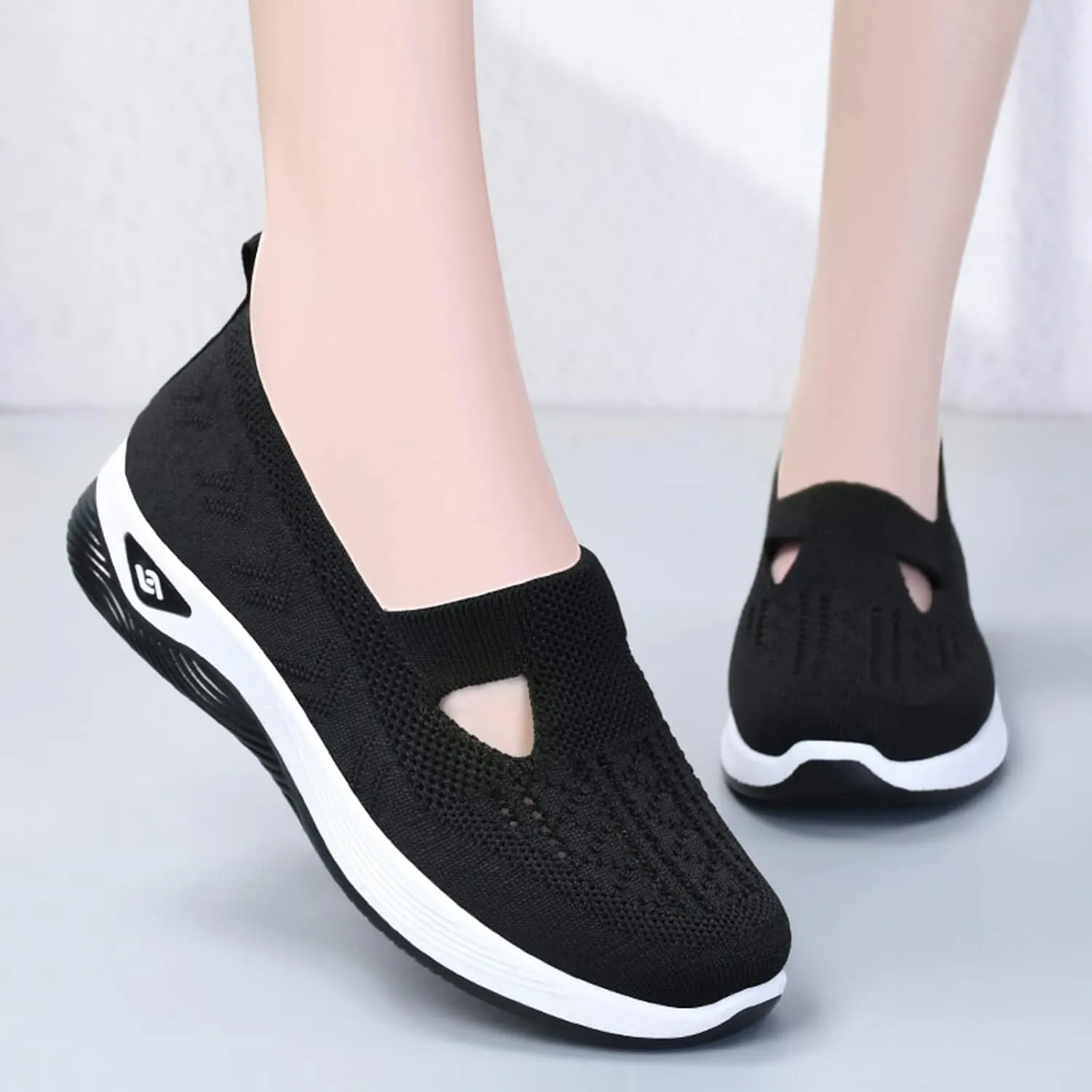 Cathalem Orthopedic Shoes for Women, Air Cushion Slip on Walking Stretch Shoes for Women Wide Width Arch Support
