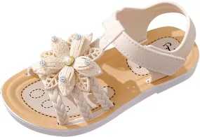 Children Sandals Soft Flat Shoes Fashion Comfortable Bow Soft Bottom Waterproof Size 7 Toddler Shoes Girls Sandals (White, 5-5.5 Years Little Child)