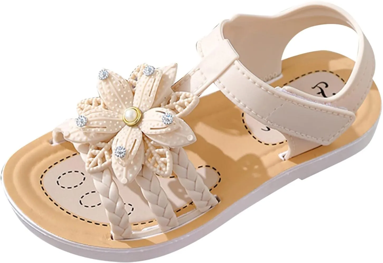 Children Sandals Soft Flat Shoes Fashion Comfortable Bow Soft Bottom Waterproof Size 7 Toddler Shoes Girls Sandals (White, 5-5.5 Years Little Child)