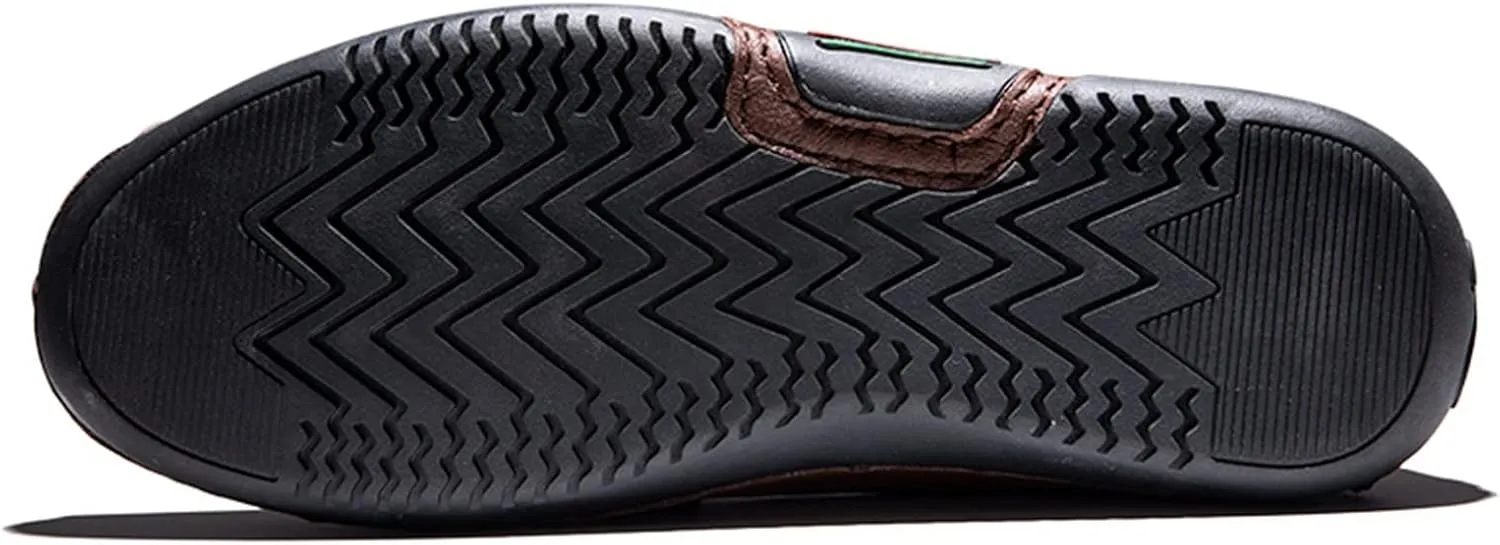 Driving Moccasins Smoking Loafer for Men Genuine Leather Stitching Details Round Toe Lightweight Flat Heel Anti-Slip Resistant Flexible Outdoor for Any Attire