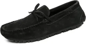 Easy to Put and Remove. Driving Moccasins for Men Deck Shoes Genuine Leather Stitching Details Round Toe 1-Eye Suede Vamp Flat Heel Resistant Flexible Anti-Slip Driving for All Occasions