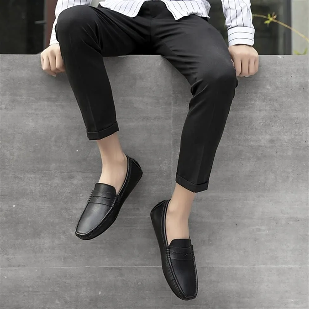 Easy to Put and Remove. Loafer Shoes for Men Genuine Leather Stitching Details Penny Loafer Flat Heel Comfortable Flexible Driving Slip On for All Occasions