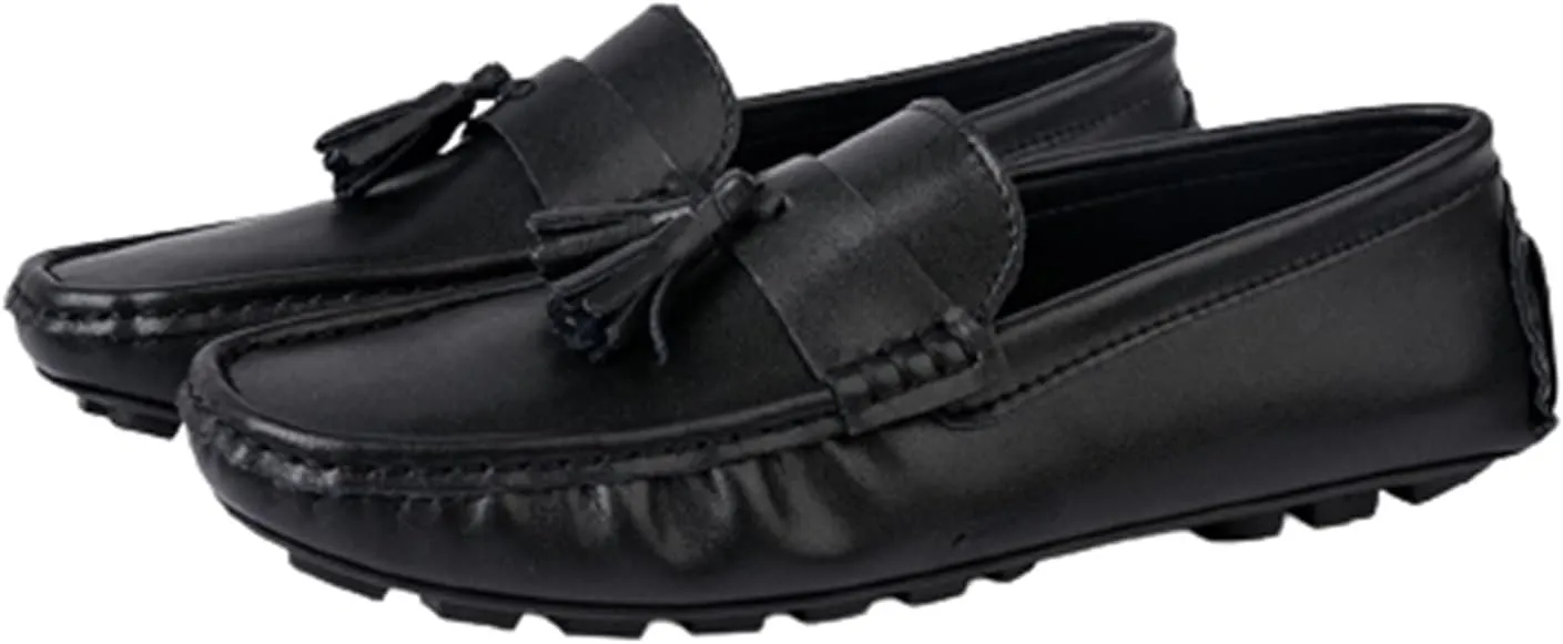 Easy to Put and Remove. Loafer Shoes for Men Genuine Leather Tassel Stitching Details Round Toe Flexible Lightweight Anti-Slip Casual Slip on for All Occasions