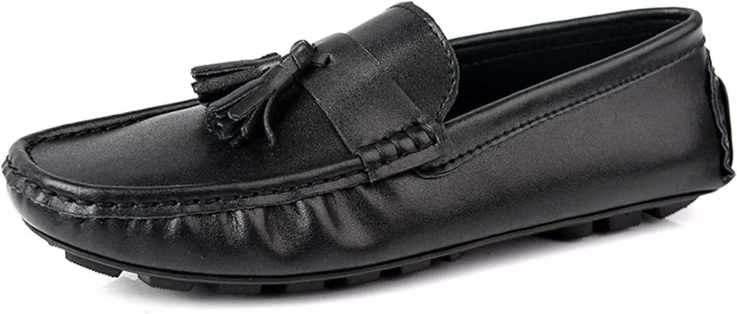 Easy to Put and Remove. Loafer Shoes for Men Genuine Leather Tassel Stitching Details Round Toe Flexible Lightweight Anti-Slip Casual Slip on for All Occasions