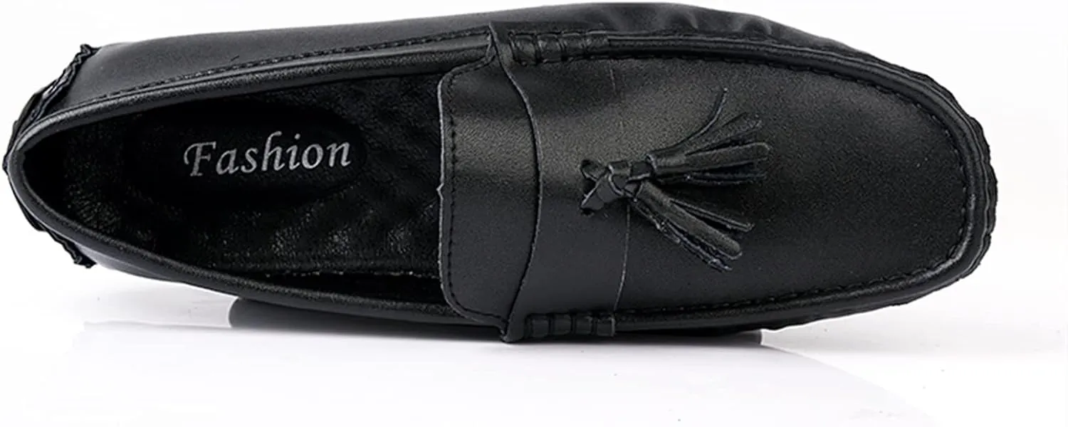 Easy to Put and Remove. Loafer Shoes for Men Genuine Leather Tassel Stitching Details Round Toe Flexible Lightweight Anti-Slip Casual Slip on for All Occasions