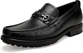 Formal Dress Shoes for Men, Premium Buckle Moc-Toe Business Shoes Casual Slip-on Penny Loafer