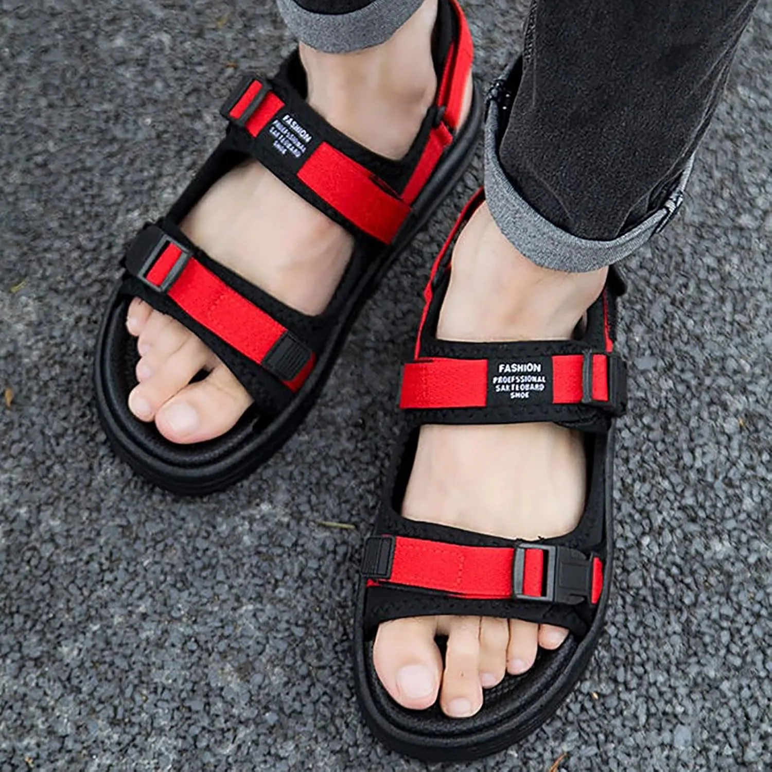Hiking Sandals for Men Men's Athletic Outdoor Sandals Slides Men's Open Toe Strap Adjustable Sandal Summer