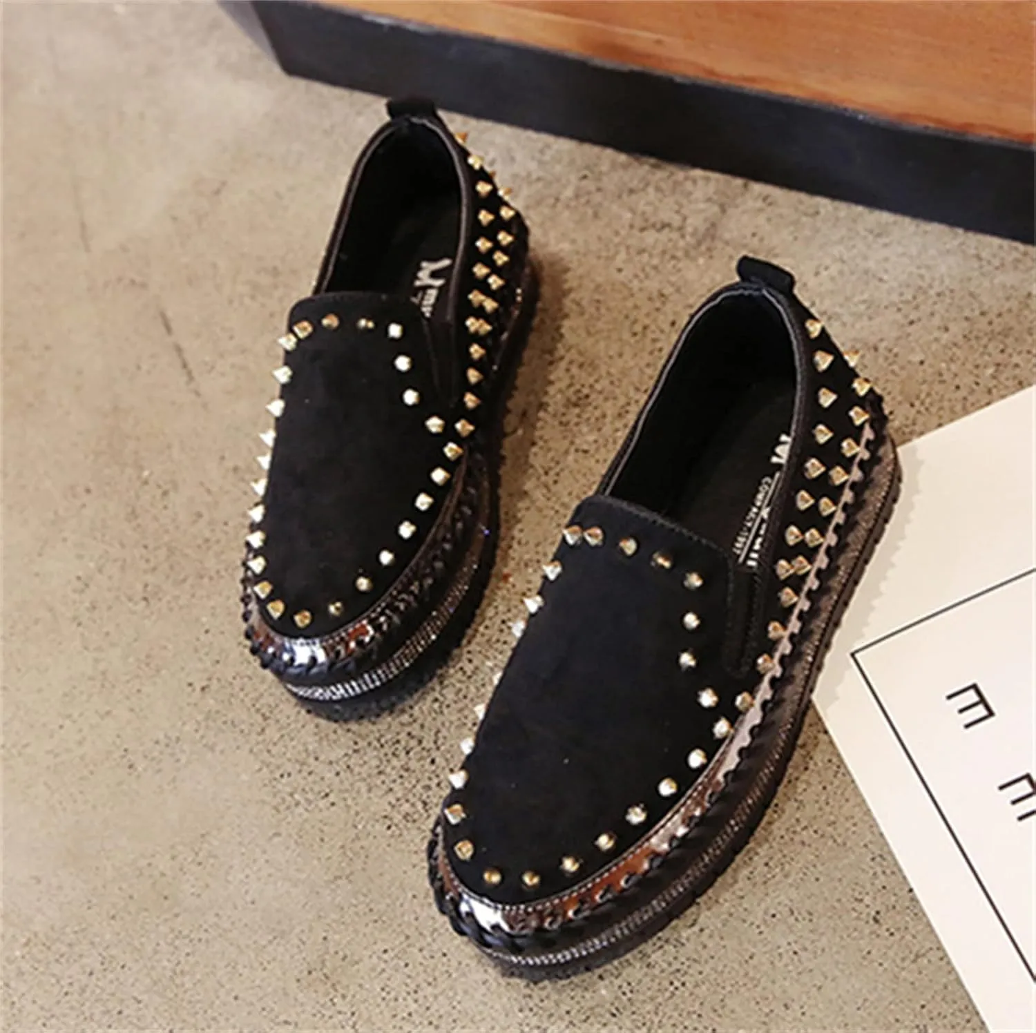 HINDOLA Women's Rhinestones Sneakers Ladies Sparkly Fashion Comfort Loafers Platform Slip-On Glitter Walking Shoes