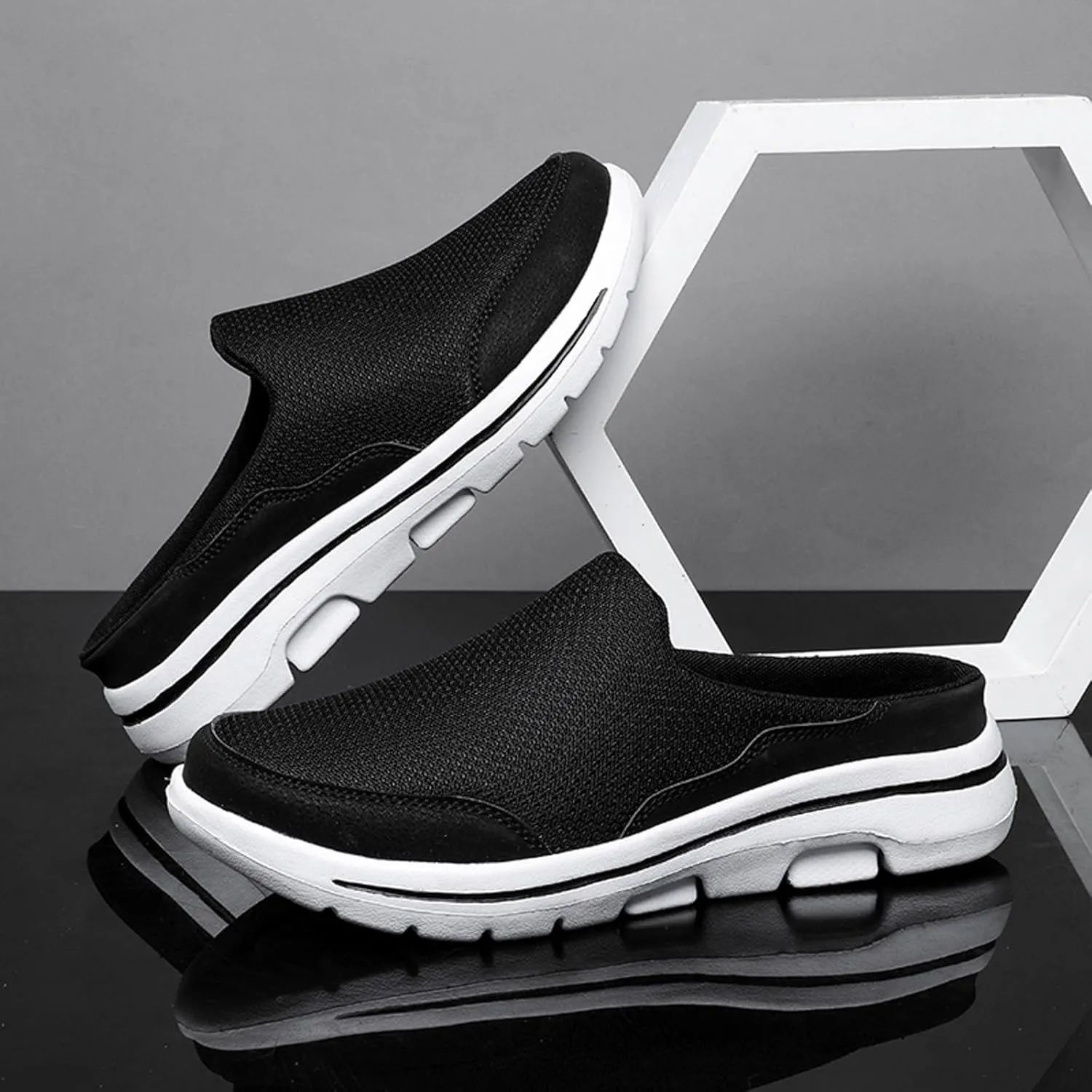 Orthopedic Sneakers for Women with Arch Support Slip on Walking Shoes Comfort Lightweight Breathable Mesh Sock Shoe Women Wide Width Comfortable Slip on Sneakers Half Flip Flops