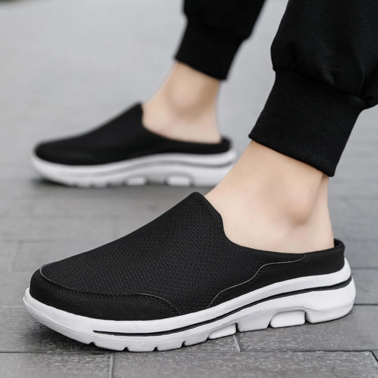 Orthopedic Sneakers for Women with Arch Support Slip on Walking Shoes Comfort Lightweight Breathable Mesh Sock Shoe Women Wide Width Comfortable Slip on Sneakers Half Flip Flops