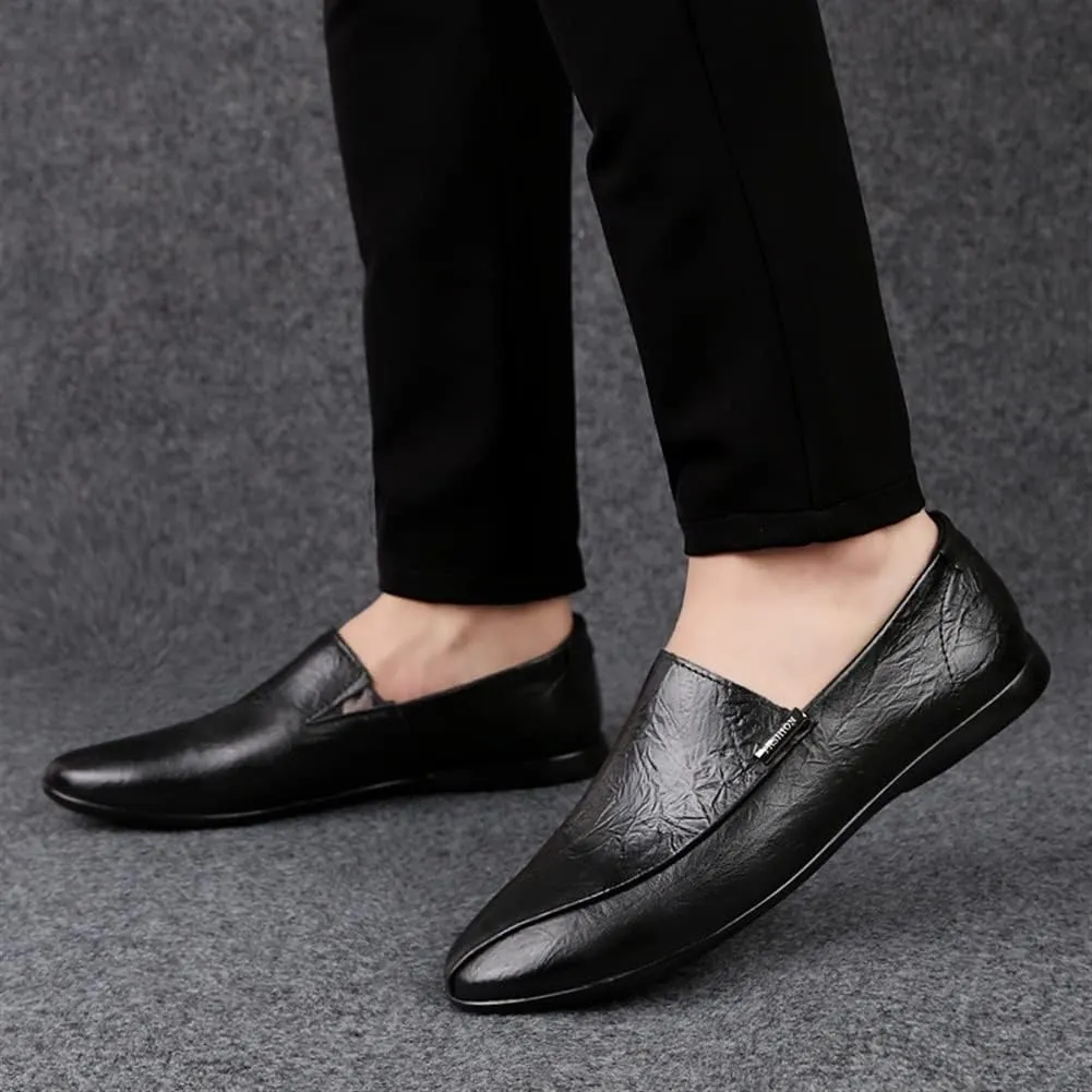 Smoking Loafer Driving Moccasins for Men Genuine Leather Stitching Details Round Toe Rubber Sole Flexible Lightweight Resistant Outdoor Slip on for Any Attire
