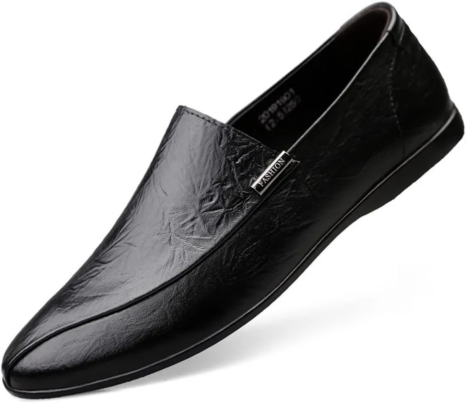 Smoking Loafer Driving Moccasins for Men Genuine Leather Stitching Details Round Toe Rubber Sole Flexible Lightweight Resistant Outdoor Slip on for Any Attire