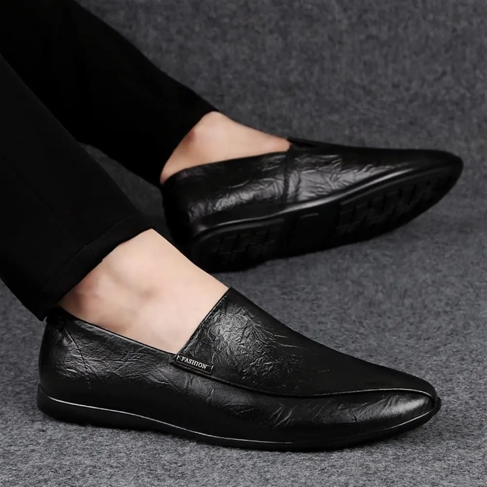 Smoking Loafer Driving Moccasins for Men Genuine Leather Stitching Details Round Toe Rubber Sole Flexible Lightweight Resistant Outdoor Slip on for Any Attire