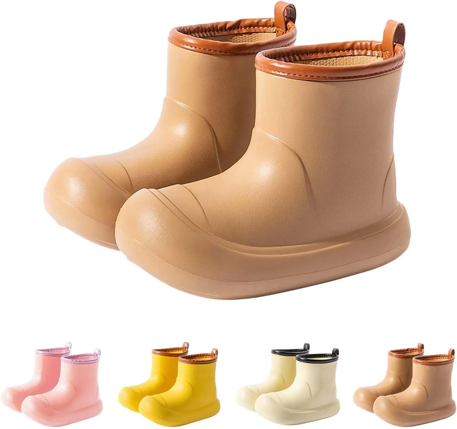Toddler Baby Rain Boots Easy-on Soft Sole Anti Slip Lightweight Water-Proof Garden Shoes Outer Wear Ankle Boot