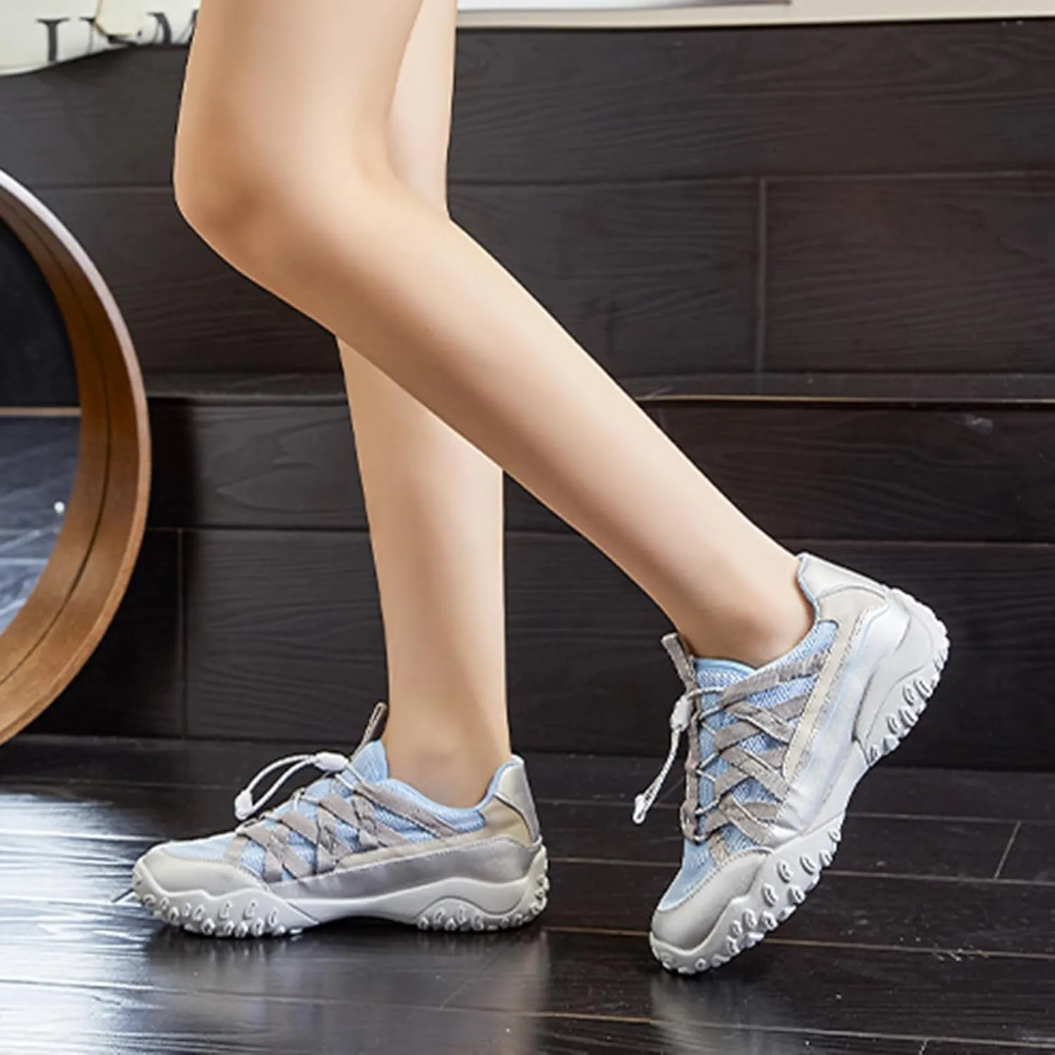 Women's Fashion Platform Oxford Trainers Casual Lace-Up Lightweight Versatile Flats, Breathable White Sneakers for Summer Stylish Sporty Look
