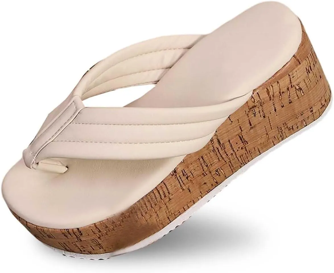 Womens Sandals Summer Beach Clip Toe Flip Flops Boho Platform Fashion Trendy Dressy Shoes with Arch Support Sandals