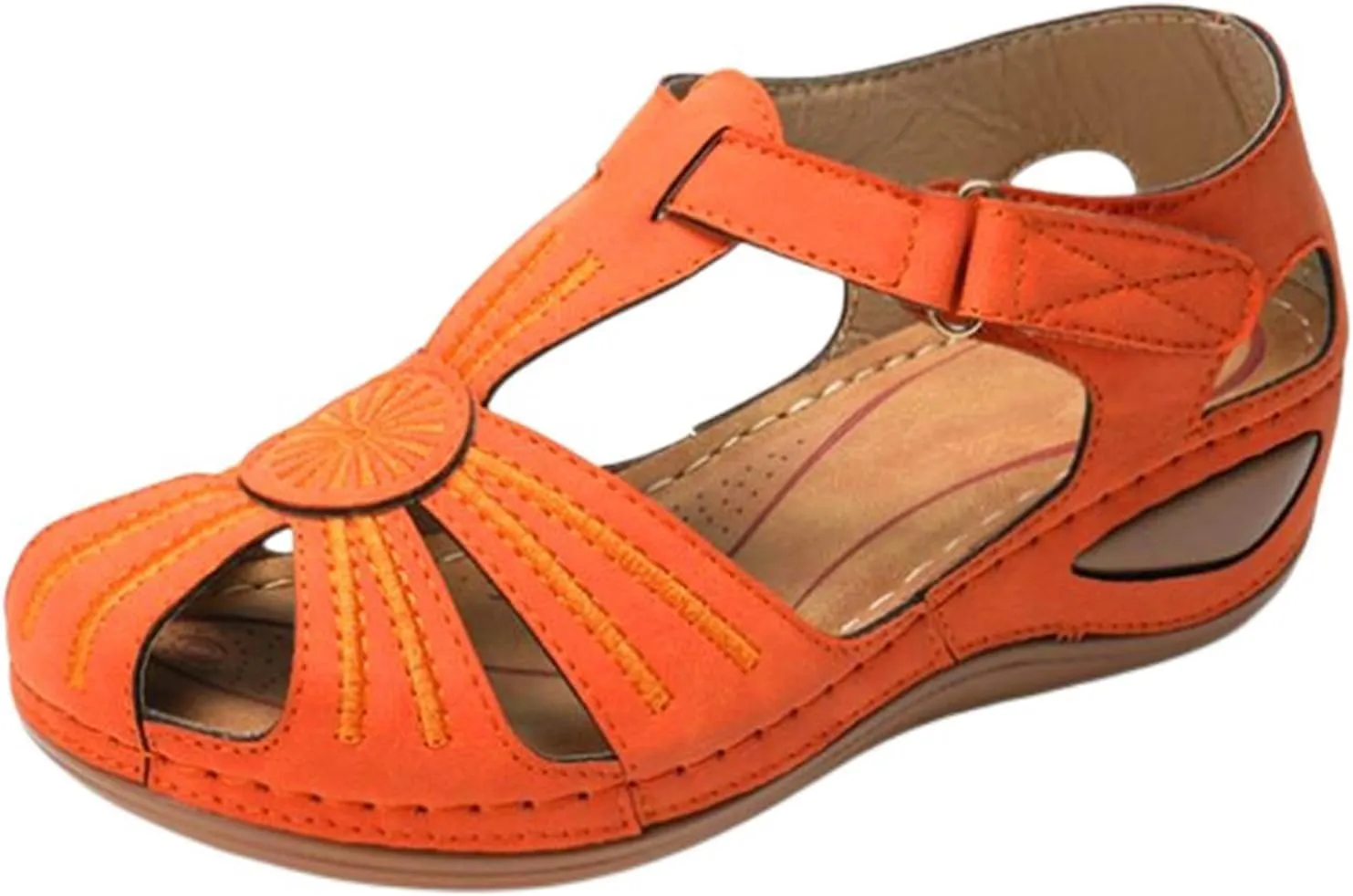 Women's Wedge Sandals Summer:Bohemia Ankle Strap Wedge Sandals Closed Toe Wedge Shoes Platform Dressy Wedge Sandal 2025