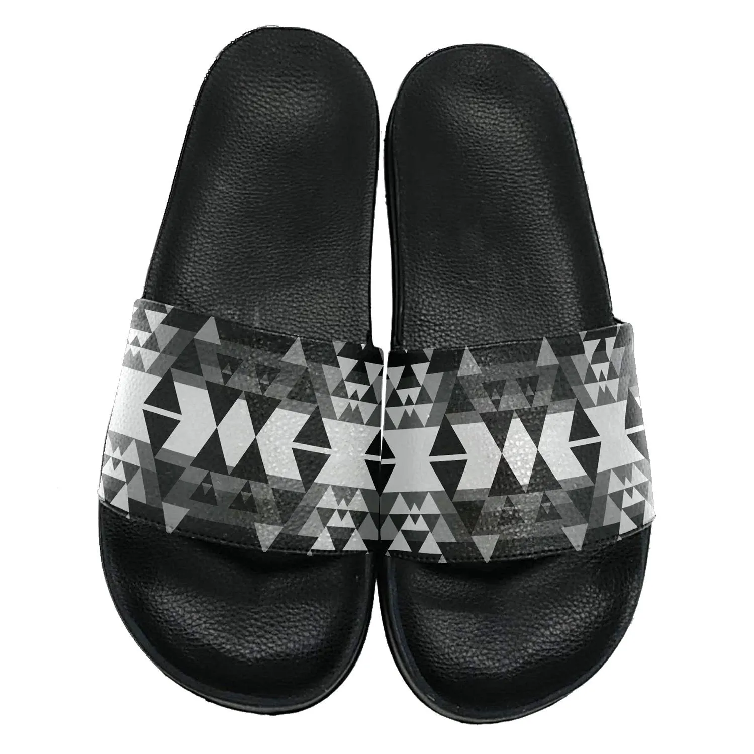 Writing on Stone Black and White Slide Sandals