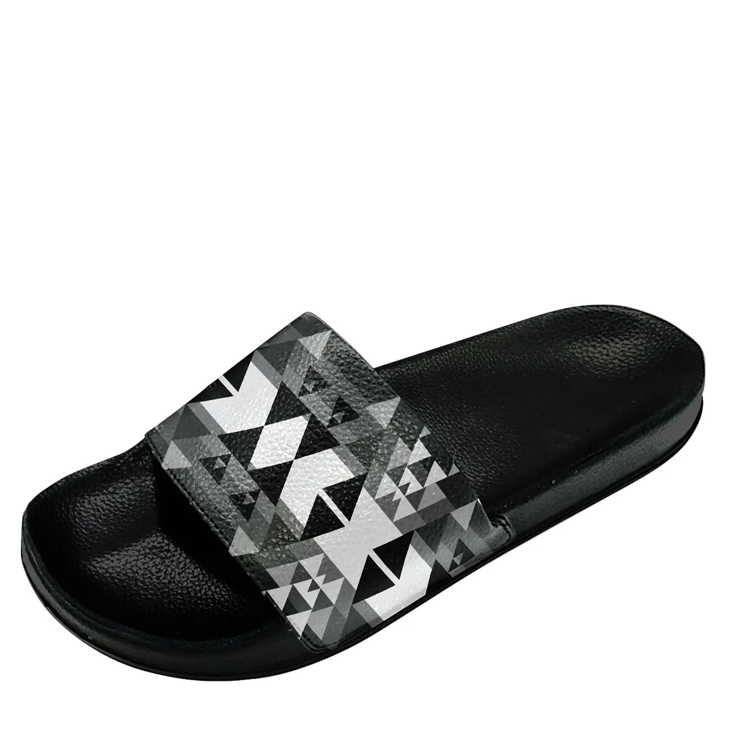 Writing on Stone Black and White Slide Sandals