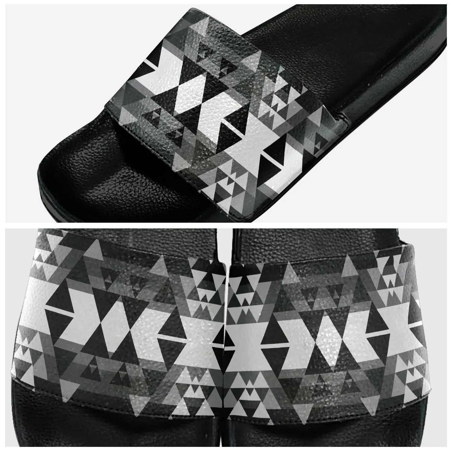 Writing on Stone Black and White Slide Sandals